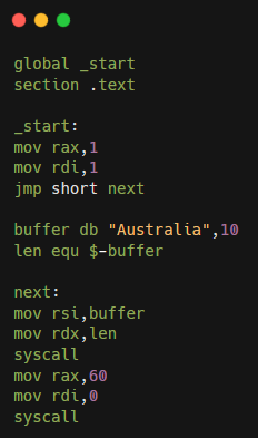 Source code in assembly x64