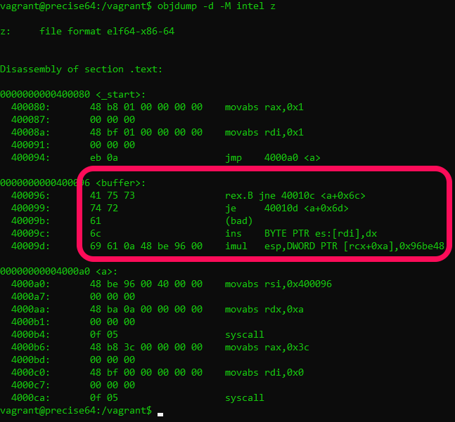 linear sweep with objdump