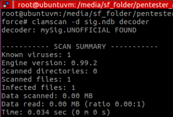 Figure 4 – AV detection of static stub (“FOUND”)