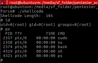Figure 9 – executing shellcode.c compilation