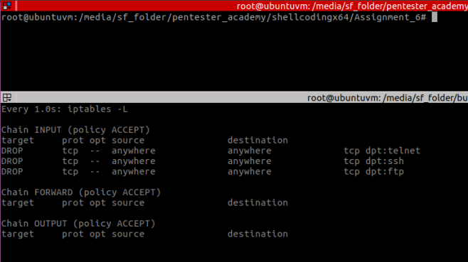 Figure 13 – prior to shellcode execution, the firewall was blocking some traffic