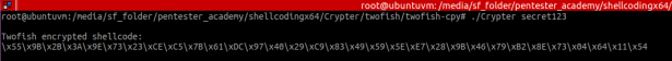Figure 4 – Encrypted shellcode generated with password “secret123”
