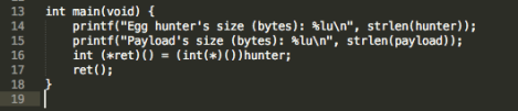 Figure 13 – Line 17 with the call to the egg hunter’s code